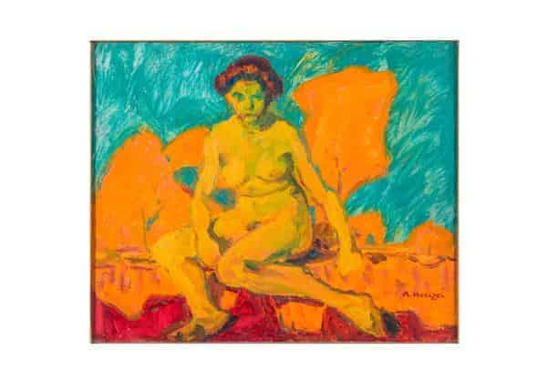 Adolf Hölzel, Weiblicher Akt, um 1912, Öl auf Karton, 34,5 x 42 cm, Privatbesitz, Niedersachsen